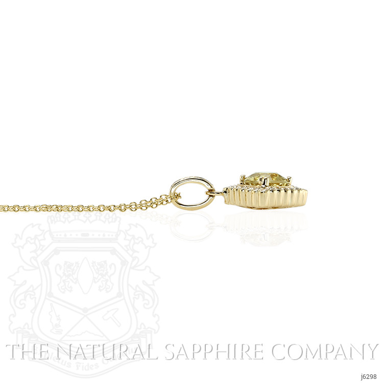 1.65 Ct. Greenish Yellow Sapphire and Natural Diamond Pave Pendant, 14K Yellow Gold